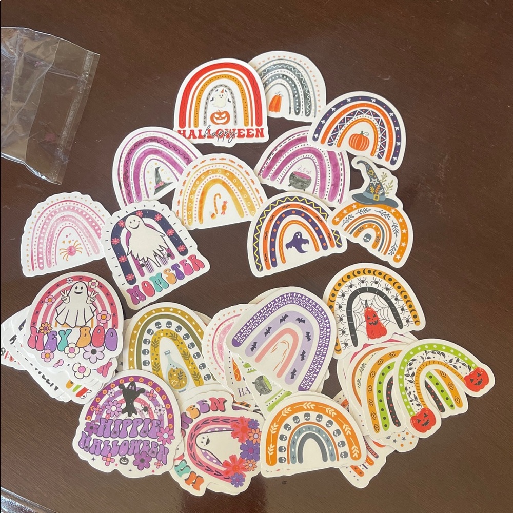50 Halloween Rainbow Sticker Pack - Orange, Purple, Pink & More nwt